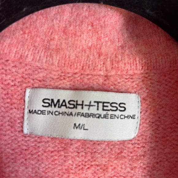 SMASH + TESS Sz M-L Collared Knit Sweater Dress Midi Length Long Sleeve Pink - Picture 3 of 8